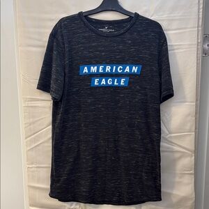 American Eagle Outfitters Black Tee with Blue Logo